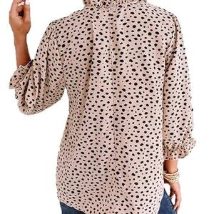 Elegant Tan Polka Dot Blouse